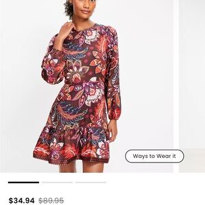 LOFT Red Long Sleeve dress